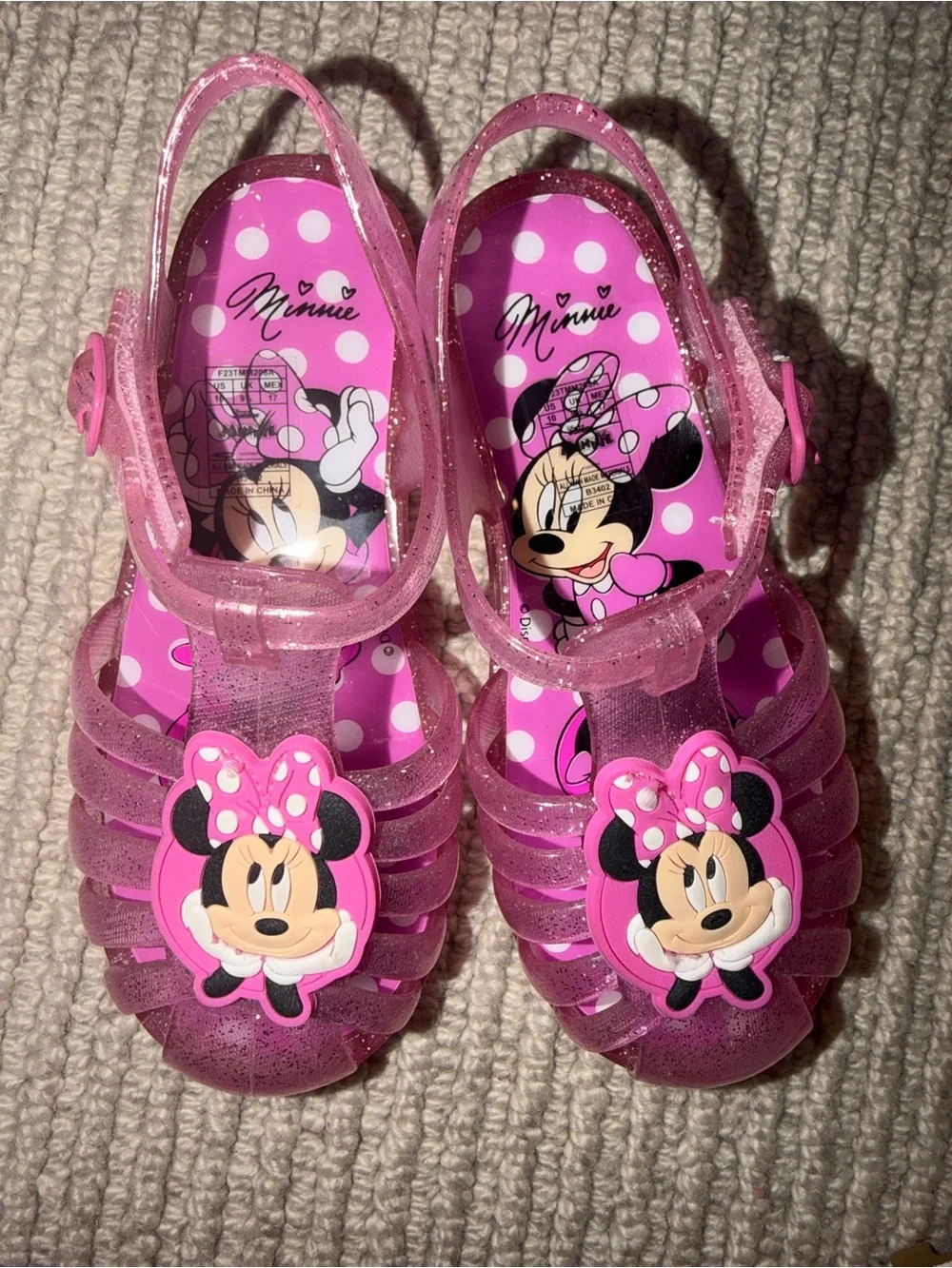 Minnie Mouse Pink Glitter Jelly Sandals for Kids